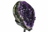 Deep-Purple Amethyst Geode With Metal Stand - Uruguay #368357-3